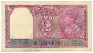 George VI, Rupees 2, 1st issue, 1943, signed J. B. Taylor, (Jhun #2.1). Very Fine.