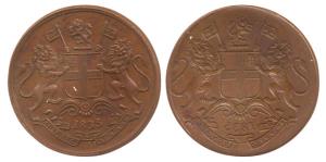 Copper, ¼ Anna, 1835, obverse brockage. Nice deep and complete lakhi impression, Very Fine