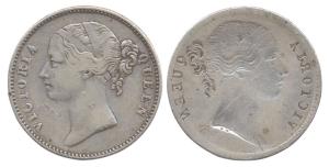 Queen Victoria, Silver, Rupee, 1840 divided legend, obverse brockage. Nice deep and comple