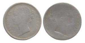 Queen Victoria, Silver, ¼ Rupee, 1840, divided legend, obverse brockage. Complete lakhi im