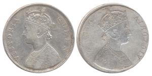 Queen Victoria, Silver, Rupee, 1862, obverse brockage. Nice deep and complete lakhi impres