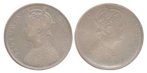 Queen Victoria, Silver, Rupee, 1862, obverse brockage. Nice toning, deep and complete lakh