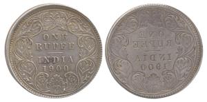 Victoria Empress, Silver, Rupee, reverse brockage. Nice deep and complete lakhi impression