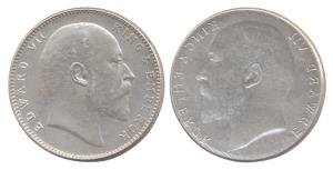 Edward, Silver, Rupee, obverse brockage. Very Fine+.