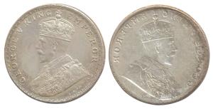 George V, Silver, Rupee, obverse brockage. Nice deep and complete lakhi impression, About 