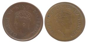 George VI, Copper, ¼ Anna, obverse brockage. Nice deep and complete lakhi impression withi