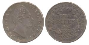 William, Silver, Rupee, 'C. M' (Cancel Mint) Counter Mark on obverse, Fine+.