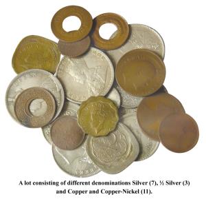 A lot consisting of different denominations Silver (7), ½ Silver (3) and Copper and Copper