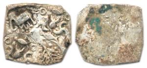 Punch-marked Coins, Vidarbha Janapada, Silver, 1.48 g, ½ Karshapana, four-symbol type, Uni