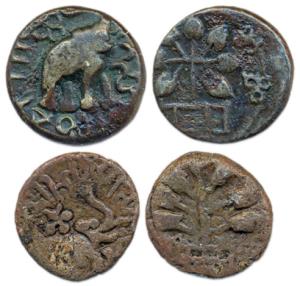 Satavahanas, Chhimuka Satakarani and Siri Satakarni, Copper and Lead, elephant to right ty