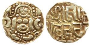 Gahadavalas of Kanauj and Kashi, Govindachandra, base Gold,Dinar, Lakshmi seated on obv, N