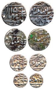 Silver (4), Set of 4: Rupee, 1/2, ¼ and 1/8 Rupee, Sawai Jaipur Mint, RY 15, 33, 29 and xx