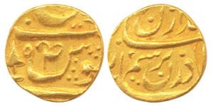 Bhupinder Singh, Gold, 2/3 Mohur, in the name of Ahmad Shah Durrani, VS (19)50, AD 1893 (K