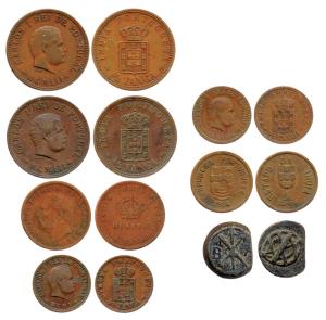Assorted lot of Coppers and lead coins of the Portuguese. Very Fine,Scarce. (7)