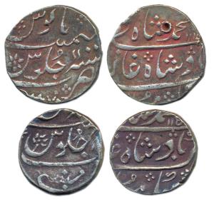Mumbai Mint, Silver (2), Rupee, in the name of Muhammad Shah,RY 11, xx. Fine+, Scarce. (2)