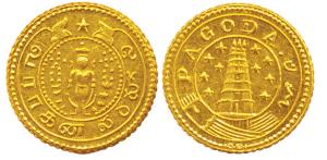 Gold, Pagoda, Vishnu on obv and Gopuram on rev, ND (1808-15 issue), KM 356. Uncirculated, 