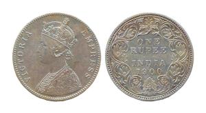 Victoria Queen, Silver, Rupee, 1900. Bombay Mint, Mule, obv A1,rev I. Not reported in Prid