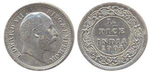 Edward VII, Nickel Pattern ½ Pice, 1904 (KM 500b). Some adhesions, otherwise About Uncircu
