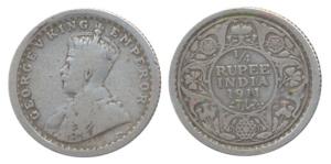 George V, Silver, ¼ Rupee, 1911, Calcutta Mint. About Very Fine,Very Rare.