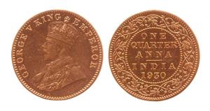 George V, Copper, ¼ Anna, 1930. Bombay Mint. (Prid #682).
