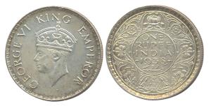 George VI, Silver, Rupee, 1938, Bombay Mint, without Dot variety.Uncirculated, Scarce.