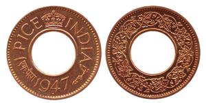 Copper, 1 Pice, 1947, Bombay Mint. Restrike-Proof. Rare.