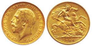 United Kingdom, George V, Gold, ½ Sovereign (Guinea), 1926, St.George on rev. Very Fine.