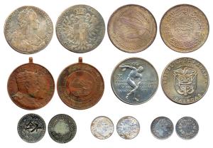 Assorted lot of World coins, Silver (6), Copper (1), various countries, various types, var
