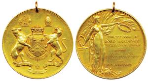 Viceroy's Presentation Medal for Rifle Shooting, obv. Hardinge coat-of-arms, rev. Victory 