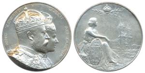 Edward VII, Silver, Coronation Medal, 1902, conjoined busts of the Monarch and the Queen o
