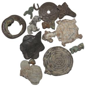 Primitive Money, (c. 100-300 BC) a small group of beads nicely made of metal cast in the f