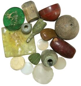 Primitive Money, (c. 100-300 BC) a group of large size beads and discs nicely carved out o