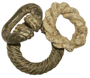 Primitive Money, (c. 100-300 BC) large metal ear ornaments from Ujjaini region, made of co