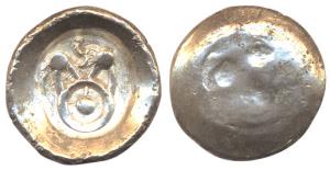 Punch-marked Coins, Kuntala Janapada, (c.600-400 BC), Silver Double Karshapana, archaic pu