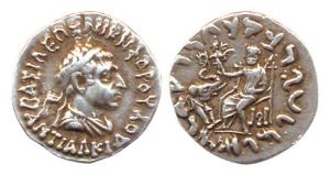 Indo-Greek, Baktria, Antialkidas, (c. 130-120 BC) Silver Drachm, obv. diademed and draped 