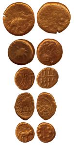 Satavahana Empire, Kausikiputra Satakarni, (c. 1st century) Copper unit, Nahapana copper u