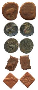 Satavahana Empire, Siri Satakarni, (c. 1st Century) Copper unit, Pulumavi copper unit and 