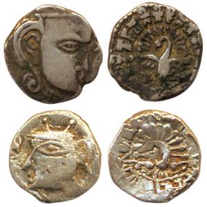 Kumaragupta I Mahendraditya, (AD 413-455) Silver Drachma (2), obv. bust facing right, rev.