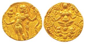 Gupta Empire, Chandragupta II Vikramaditya, (c. AD 380-413) Gold Dinar, Archer type, king 