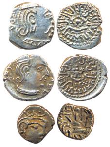 Gupta Empire, Chandragupta II, Kumaragupta and Skandagupta, Silver Drachma one of each rul