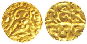 Kalachuris of Tripuri, Gangeya Deva, (c. AD 1015-40), Gold Dinara, obv. seated Lakshmi, re