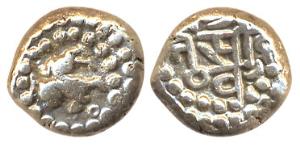 Chowhans of Ranthambhor, Jaitra Simha, (c. AD 1275), Silver Dramma, obv. lion facing left,
