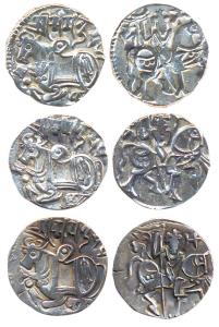 Hindu Shahis of Kabul, Samantadeva, (c. AD 850-1000), Silver Drachma, obv. recumbent bull 