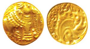 Western Gangas, Gold Gajapati Pagoda, (AD 10th- 11th century), obv. caparisoned elephant t