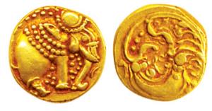 Western Gangas, Gold Gajapati Pagoda, (AD 10th- 11th century), obv. caparisoned elephant t