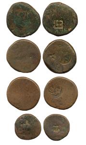 Amir Barid and others, Tanka and fractions (4), with countermark of Amir Barid or Sultan M