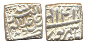 Akbar, Silver Square Rupee, Dehli Mint, Ilahi 41, month Shahrewar, (KM 93.8). Very Fine.