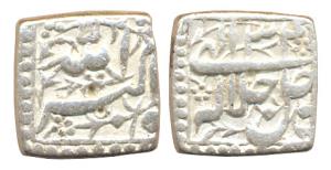 Akbar, Silver Square Rupee, Mintless type, Ilahi 34, month not inscribed, (As plate specim