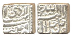 Akbar, Silver Square Rupee, Tatta Mint, Ilahi 49, month Ardibihisht, (KM 89.2). Very Fine.