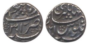 Jahangir, Silver ¼ Rupee Nisar, Burhanpur Mint, AH 1031, RY 31. Mismatched date and re-eng
